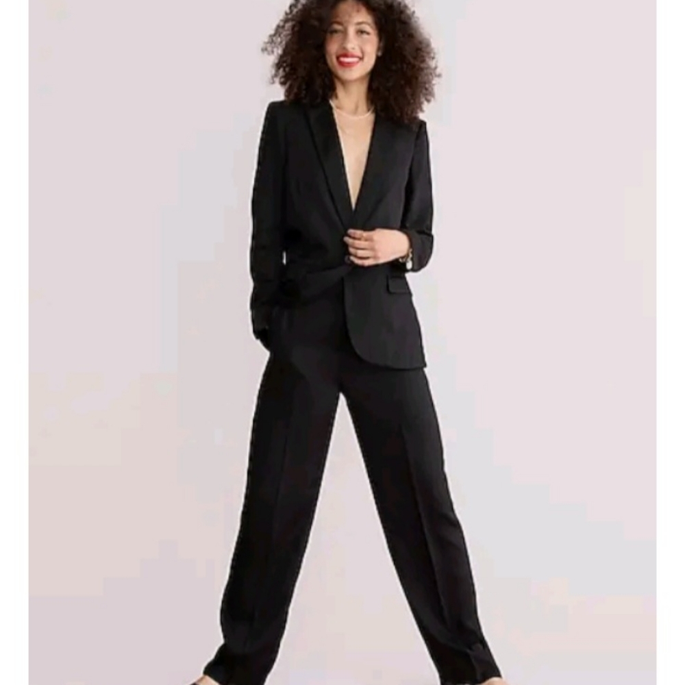 J. Crew Black Gramercy Trouser Pant Size 8 High Rise Wide Leg NEW NWT